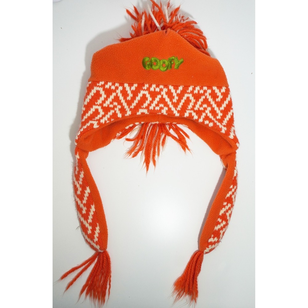 RARE Vintage Y2K Disneyland Resort Goofy Mohawk Orange Fleece Beanie Adult Size